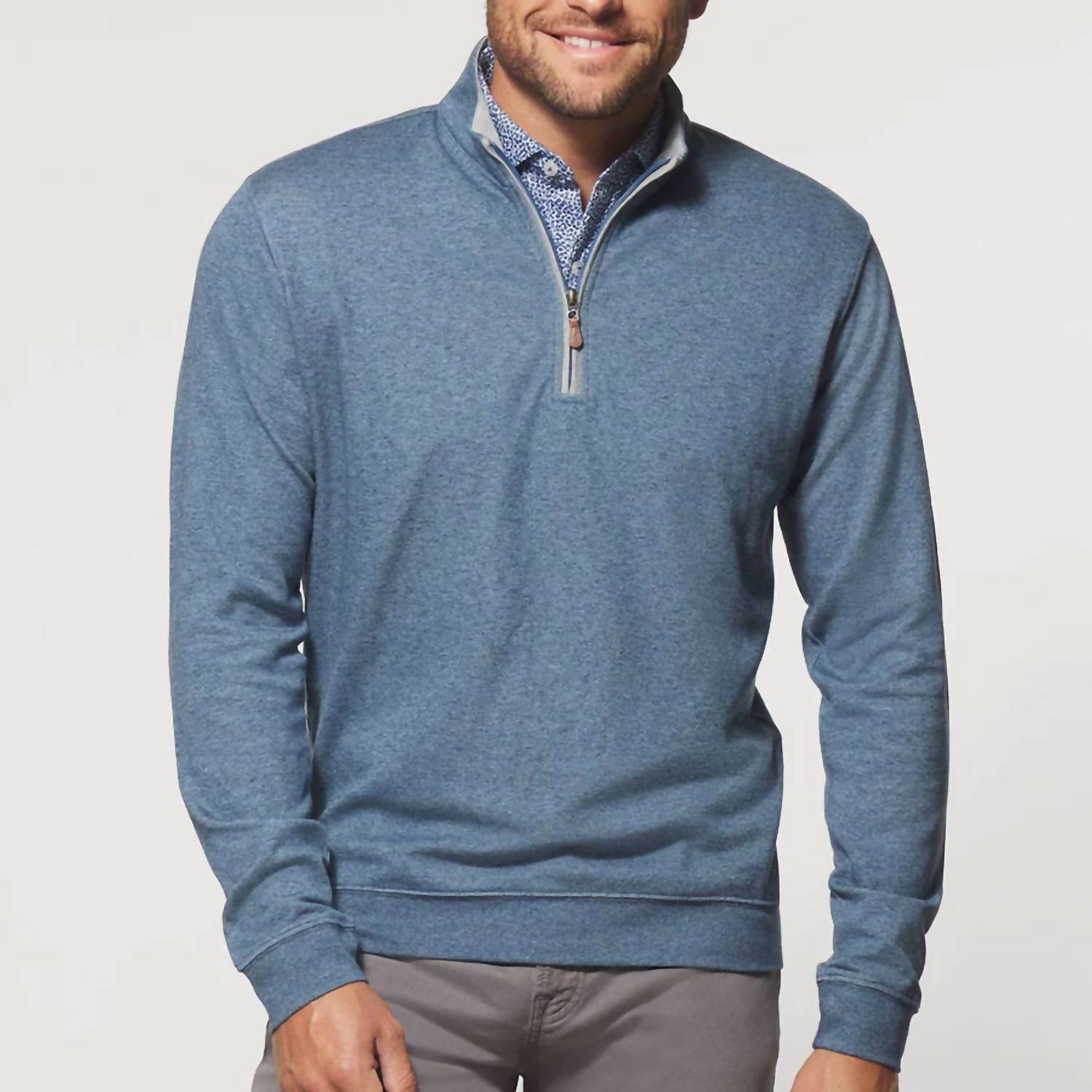New Johnnie-O Sully 1/4 Zip Pullover Sweater In Helios Blue